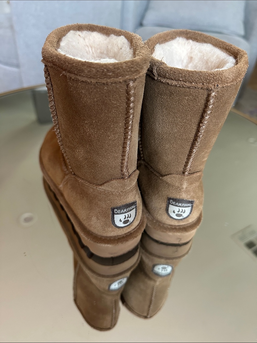 BearPaw Kids Brown Suede Shearling Lined Boots
